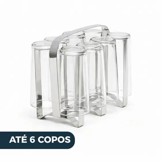 Escorredor Porta Copos em Inox 6 Unidades Para Pia e Mesa Secador Organizador Moderno para Cozinha.