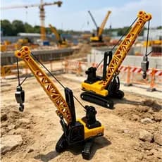 Miniatura Guindaste Construção 16cm  Base Giratória Guincho Funcional Braço Articulado