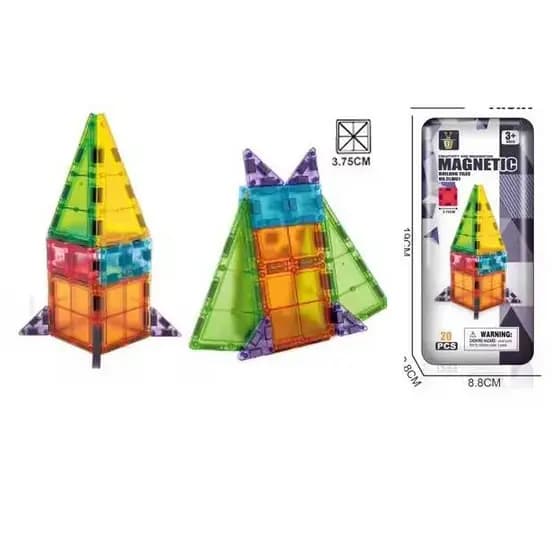 Blocos Magnéticos 20 Peças - Brinquedo Educativo Montar para Crianças 3+