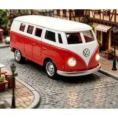 Kombi Miniatura Perua com luz e som Carrinho Colecionador Abre Porta Fricção 1:32