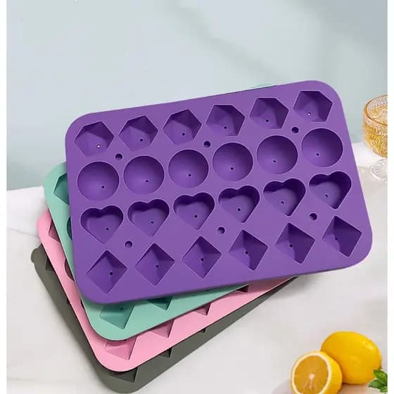Forma Molde Silicone Gelo Chocolate Sabonete Coração Redondo 4 Formatos