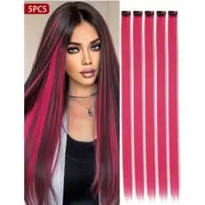 Mechas Rosa Pink tic tac de fibra orgânica possui 70 cm de comprimento suporta chapinha e babyliss Rosa Penelope