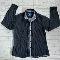 camisa feminina 42 manga longa grafite, camisa social grafite, blusa social corporativa feminina cinza escuro (bazar)