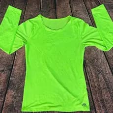 blusa para treino manga longa feminina verde neon p, blusa para academia feminina manga longa dryfit P