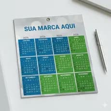 Folhinha de Parede 2026 Personalizada Brinde Comercial Empresa Papel Supremo Digital 255g 19x27cm Calendário Promocional