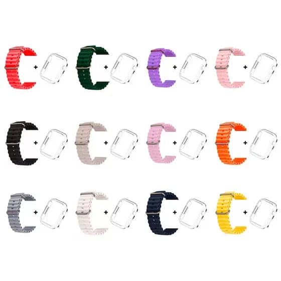 Pulseira De Silicone ULTRA + Case Capinha 360 Para Relógios 49mm Smartwatch Compátivel Apple Watch Coloridas Primeira