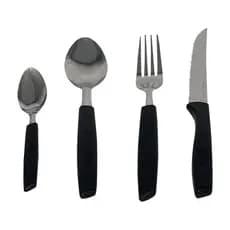 Jogo Talheres Preto 25 Peças Conjunto Inox Moderno Resistentes Completo Suporte Refeição