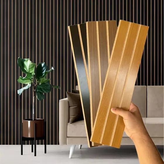 Ripado Autocolante MDF para Revestimento de Paredes 45X11