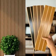 Kit 50 Placas Painel Ripado Auto Colante em MDF Revestimento Decorativo Com Cola Dupla Face