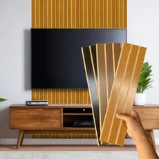 Kit 100 Placas Ripado MDF AutoColante Parede Decorativo Placas 45x11