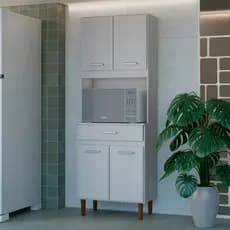 Armário Cozinha Compacta com Gaveta Multiuso Organizador Suporte Microondas - Móveis Bonatto