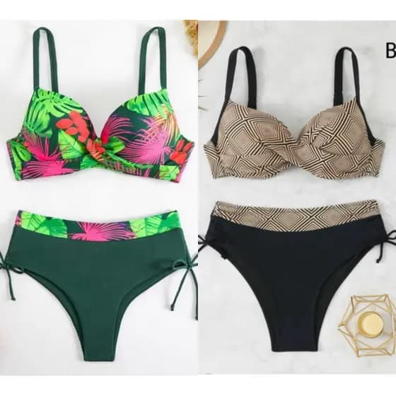 Biquíni  Feminino  Plus Size Estampada Moda  Confortável e Estiloso 2450