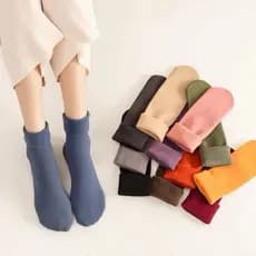 kit 6 Pares Meia Termica XDW Feminina Cano alto de Lã Grossa Peluciada Meia de Inverno