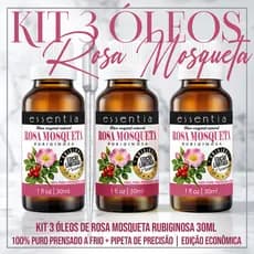 Kit Econômico 3x Óleo Rosa Mosqueta 30ml Puro Prensado a Frio  + Pipeta de Precisão Grátis