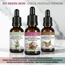 KIT REGEN SKIN · Óleos Vegetais Premium-Rosa Mosqueta + Semente de Uva + Amêndoas | Hidratação, Regeneração e Anti-idade