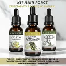 KIT HAIR FORCE ·Cabelo, Barba e Sobrancelhas- Crescimento & Nutrição - Abacate, Rícino, Alecrim