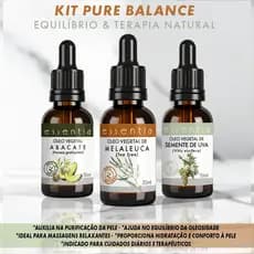 KIT PURE BALANCE ·Óleos Vegetais Melaleuca + Semente de Uva + Abacate-Equilíbrio & Terapia Natural