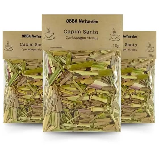 Chá de Capim Santo Cymbopogon citratus Legítimo, Fresco e 100% Natural Aromático – Leve 3 Pacotes
