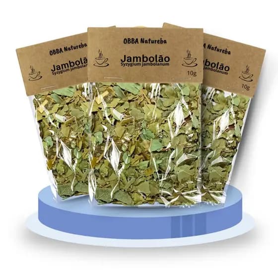 Chá de JAMBOLÃO Legítimo Syzygium jambolanum 100% Puro Folhas Secas Selecionadas – Leve 3 pacotes