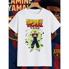 Camiseta Lamine Yamal DBZ Adulto e Infantil Futebol Streetwear Casual Jogador Menina Menino Masculina Feminina Unissex