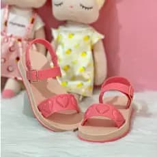 Sandália Infantil Rosa Menina Mini Papete Com Corações E Brilho Blogueirinha