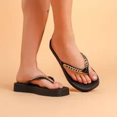 Chinelo Feminino Plataforma Media do 33 ao 40 Confortável Corrente Papete