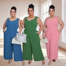 Macacão Feminino Viscolinho Alça Grossa Elegante Longo Estilo Oversized Feminino Com LASTEX Plus
