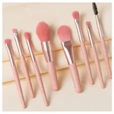 Conjunto De Pincéis De Maquiagem 8 peças Base Blush Pó Olhos e Lábios Ideal para levar na bolsa necessárie e viagens