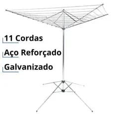 Varal de Chão Giratório 11 Cordas Grande Reforçado