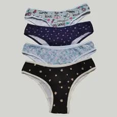 Kit Calcinha Conforto Lateral Tanga Feminina  Estampada Verão