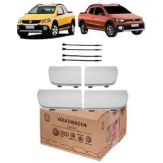 Kit 4 Tampas Laterais Spoiler Macaco VW Saveiro Cross G5 G6 Original Prata 5U7853925 5U7853978