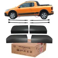 Kit 4 Tampas Laterais Spoiler Macaco VW Saveiro Cross G5 G6 Original Preto Fosco 5U7853925 5U7853978