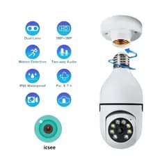 Câmera de segurança wi-fi ip sem fio 360 encaixe lampada aplicativo icsee full HD visão noturna - bivolt