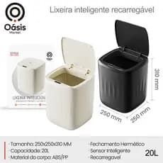 20 Litros Lixeira Inteligente com Sensor Automático Recarregável Oásis Market OIH-2912