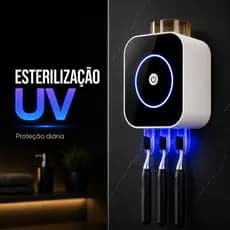 Porta Escova De Dentes Suporte Esterelizador Luz UV De Parede Antibacteriano Função Secagem