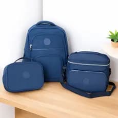 Kit Escolar Mochila + Estojo Box + Lancheira Térmica Feminino Masculino Volta As Aulas