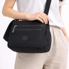 Bolsa Feminina Transversal de Ombro Multi Bolsos Nylon Crossbody