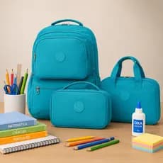 Kit Mochila Escolar com Lancheira e Estojo Feminino/Masculino - Volta as Aulas