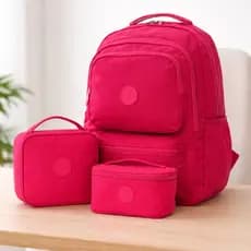 Kit Mochila Escolar Nylon com Lancheira Infantil Juvenil - Volta às Aulas