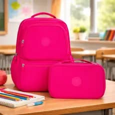 Kit Mochila Escolar Grande Feminina Masculina + Estojo Box 100 pens Volta as Aulas