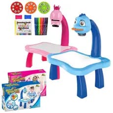 Mesa Projetora Projetor Infantil Brinquedo Mesa Mágica Desenhar Educativo Cor Rosa Com Livro e Canetas