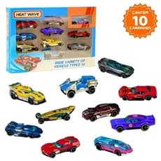 Kit com 10 ou 5 Carrinhos de Metal Coloridos Miniaturas Colecionáveis Hot Cars Heat Haves Mini Carrinhos