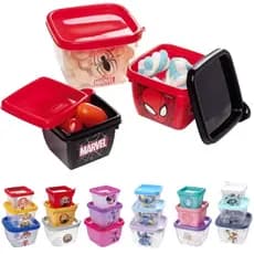 Kit 3 Potes Marmitinhas Para Lanche Papinha Oficial Plasútil Três Potinhos Encaixáveis Disney Homem Aranha Unicórnio