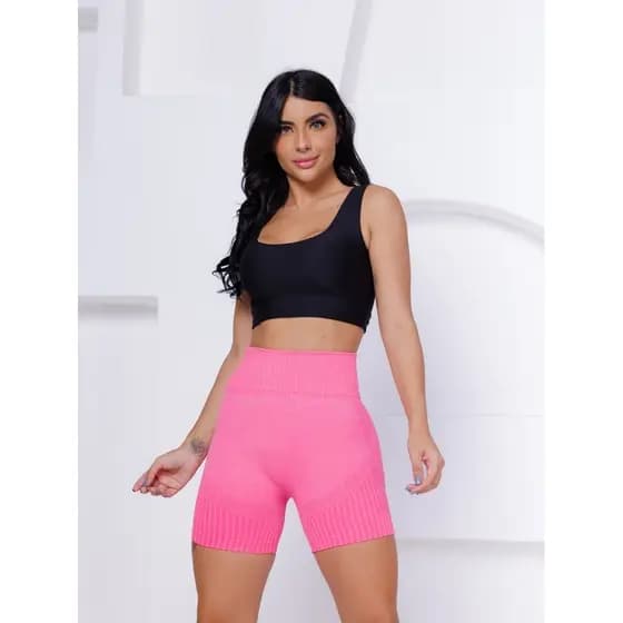 Short Legging Esportiva Academia Yoga Levanta Bumbum Sem Costura Cintura Alta   AW207
