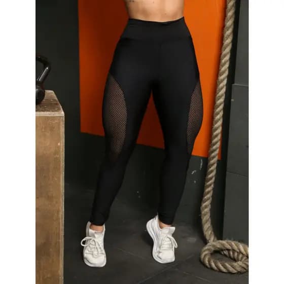 Calça Legging Com Detalhe Arrastão Leg Treino Academia