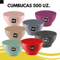 KIT CUMBUCAS TIGELA 500ML PLASTICO UZ UTILIDADES 6 ou 12 unid.