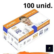 Luvas de Látex Sem Pó Inoven | 100 Unidades | Descartáveis Brancas P M G