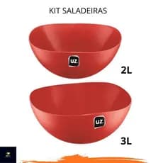 KIT COM 2 SALADEIRAS MULTIUSO DE 2L e 3L GOLD UZ.