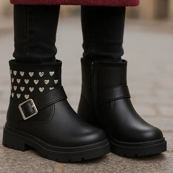 Bota Coturno Infantil Menina Cano Baixo Sola Tratorada Estilosa Detalhe Fivela Confortável