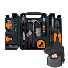 Kit De Ferramentas Com 129 Peças Completo Chrome Vanadium Martelo / Alicates / Trena e Muito Mais